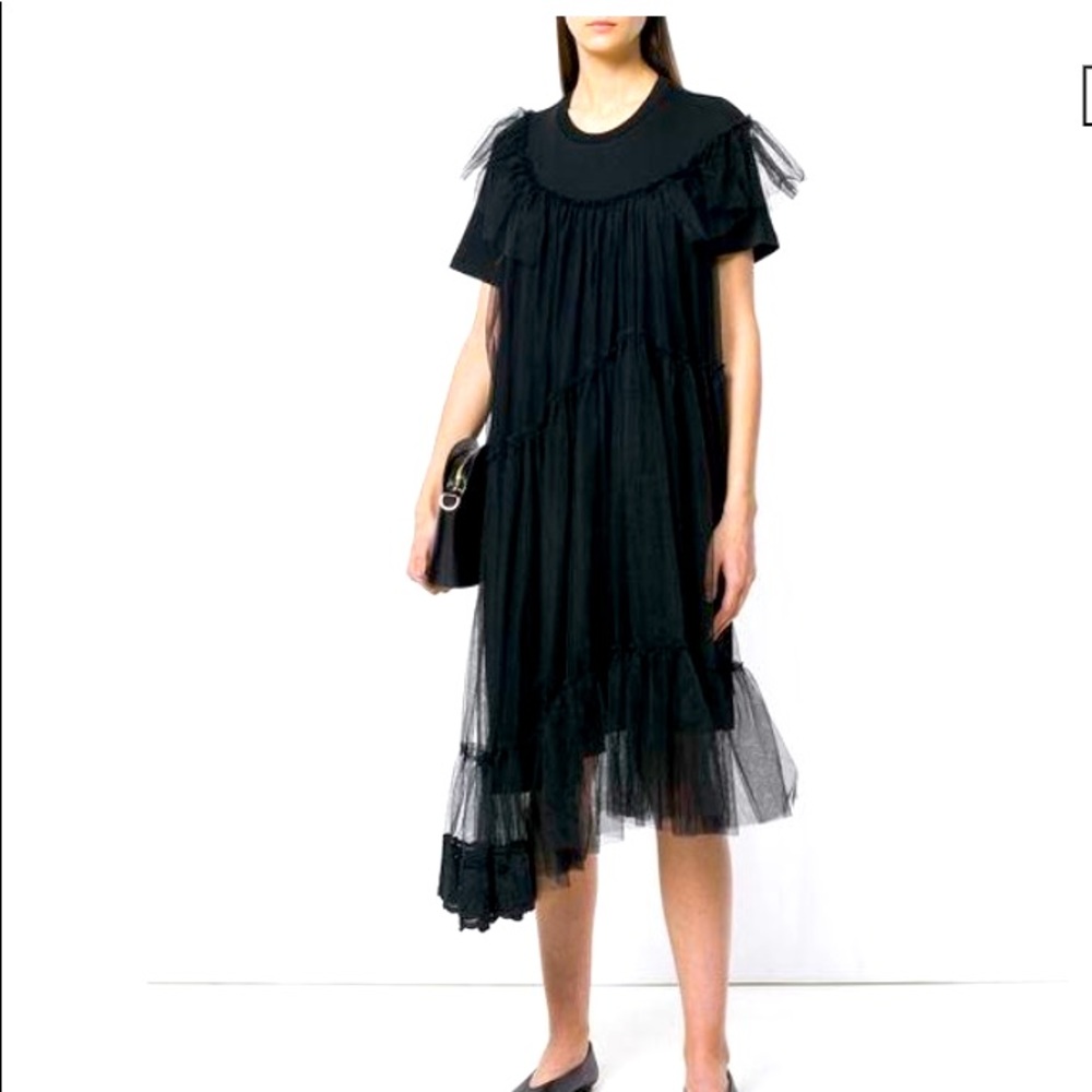 LAST CHANCE Simone Rocha Asymmetric Dress with Tulle Overlay